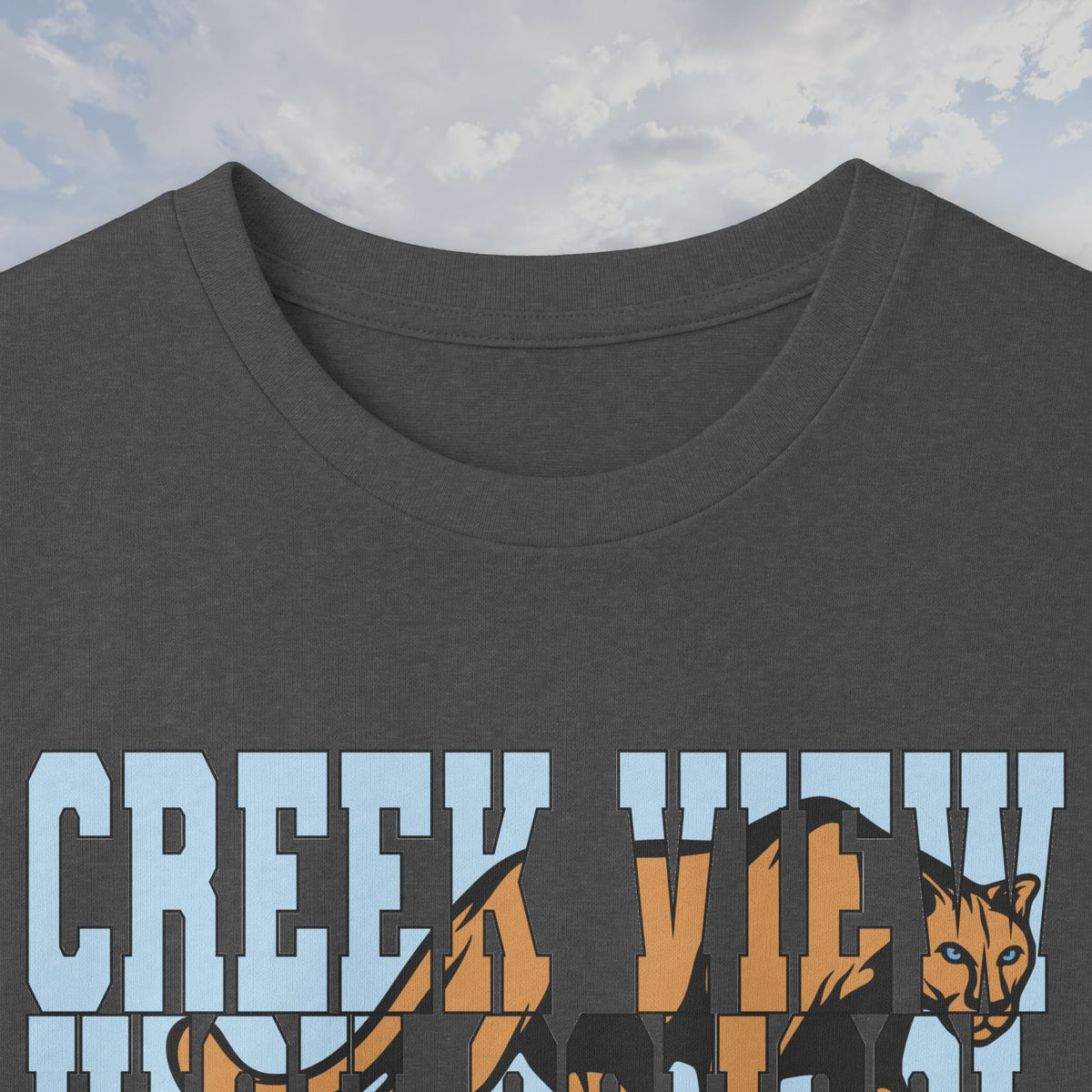 CVHS Cougars Mascot-Inlaid Block Letter Unisex Long Sleeve Tee