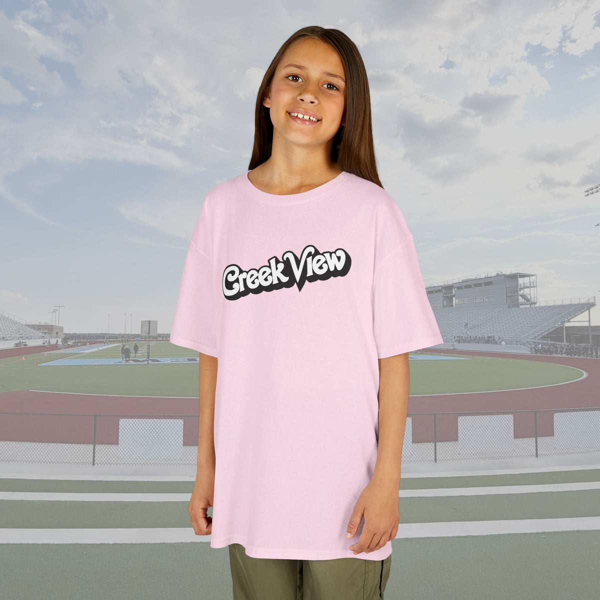Creek View '75 Doll Print PINK OUT Youth Tee