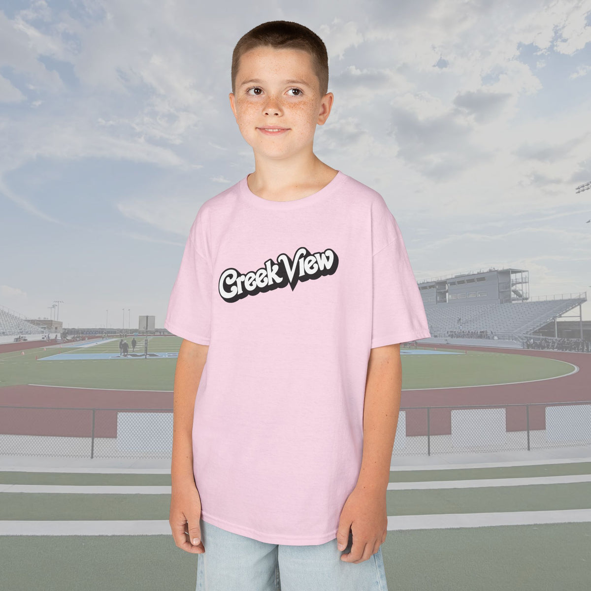 Creek View '75 Doll Print PINK OUT Youth Tee