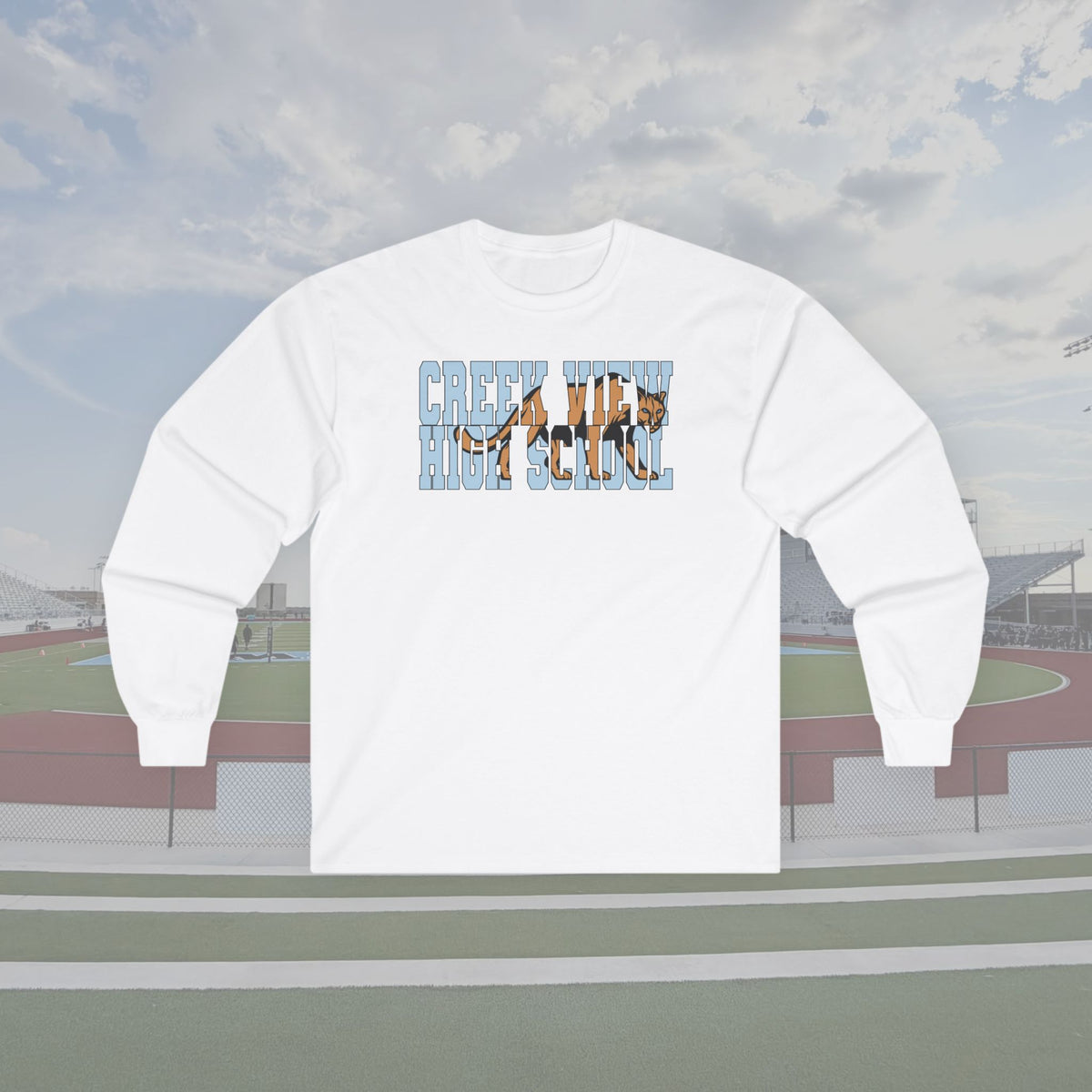 CVHS Cougars Mascot-Inlaid Block Letter Unisex Long Sleeve Tee