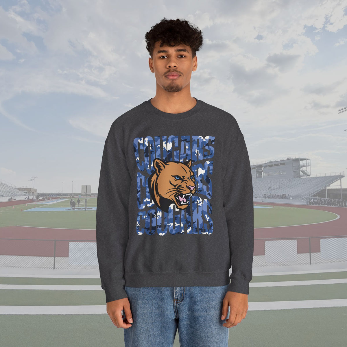 Cougars Blue Camo Unisex Crewneck
