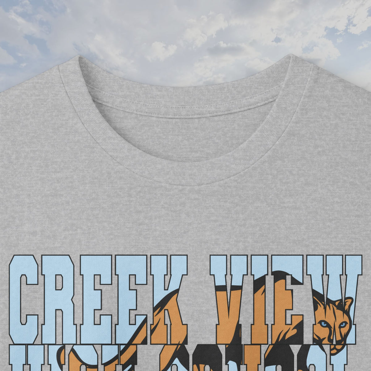 CVHS Cougars Mascot-Inlaid Block Letter Unisex Long Sleeve Tee
