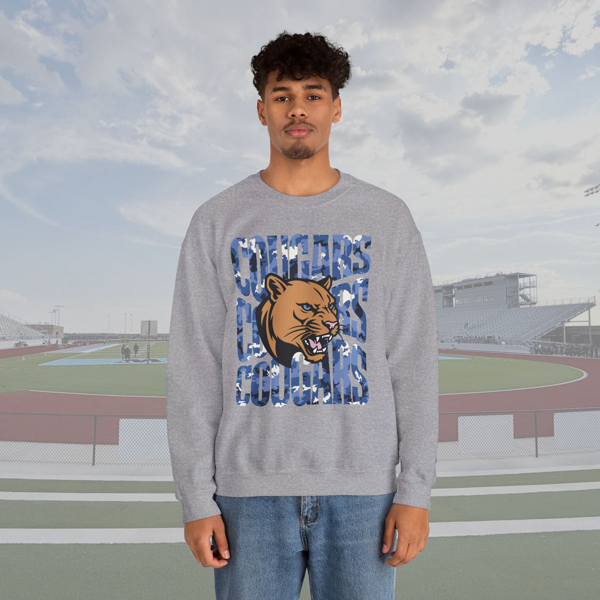 Cougars Blue Camo Unisex Crewneck
