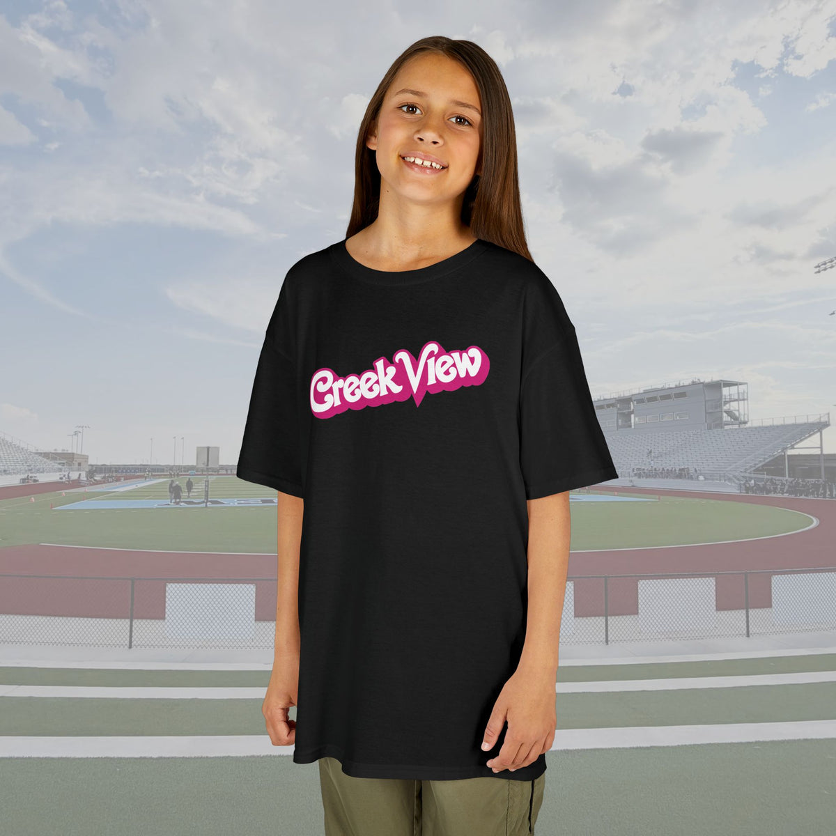 Creek View '75 Doll Print PINK OUT Youth Tee