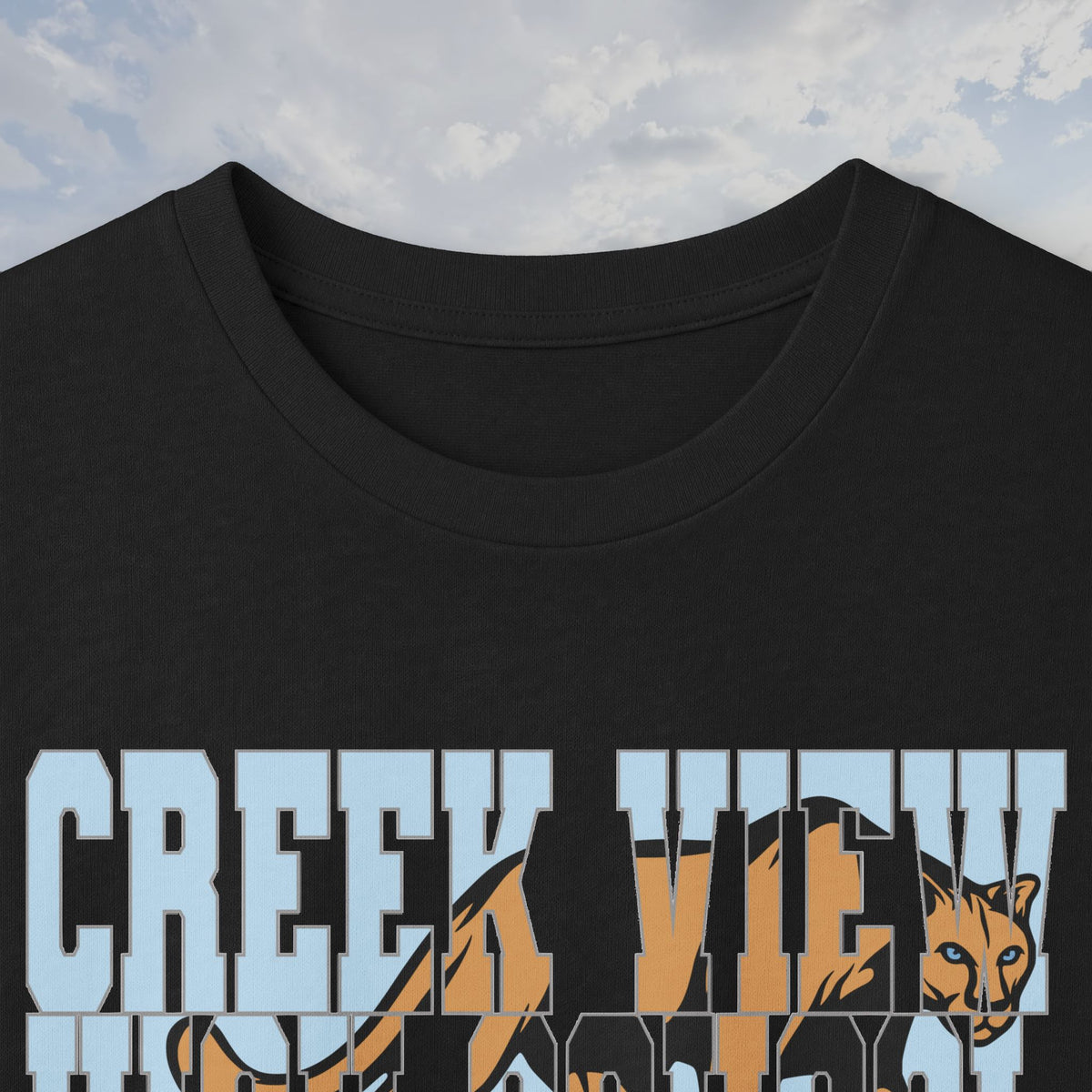 CVHS Cougars Mascot-Inlaid Block Letter Unisex Long Sleeve Tee