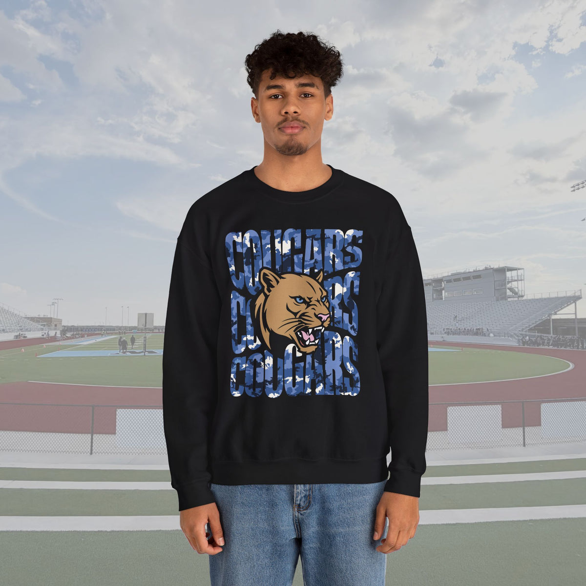 Cougars Blue Camo Unisex Crewneck